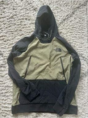 The North Face Green Black Pullover Windbreaker Hoodie Fleece Men's Size L